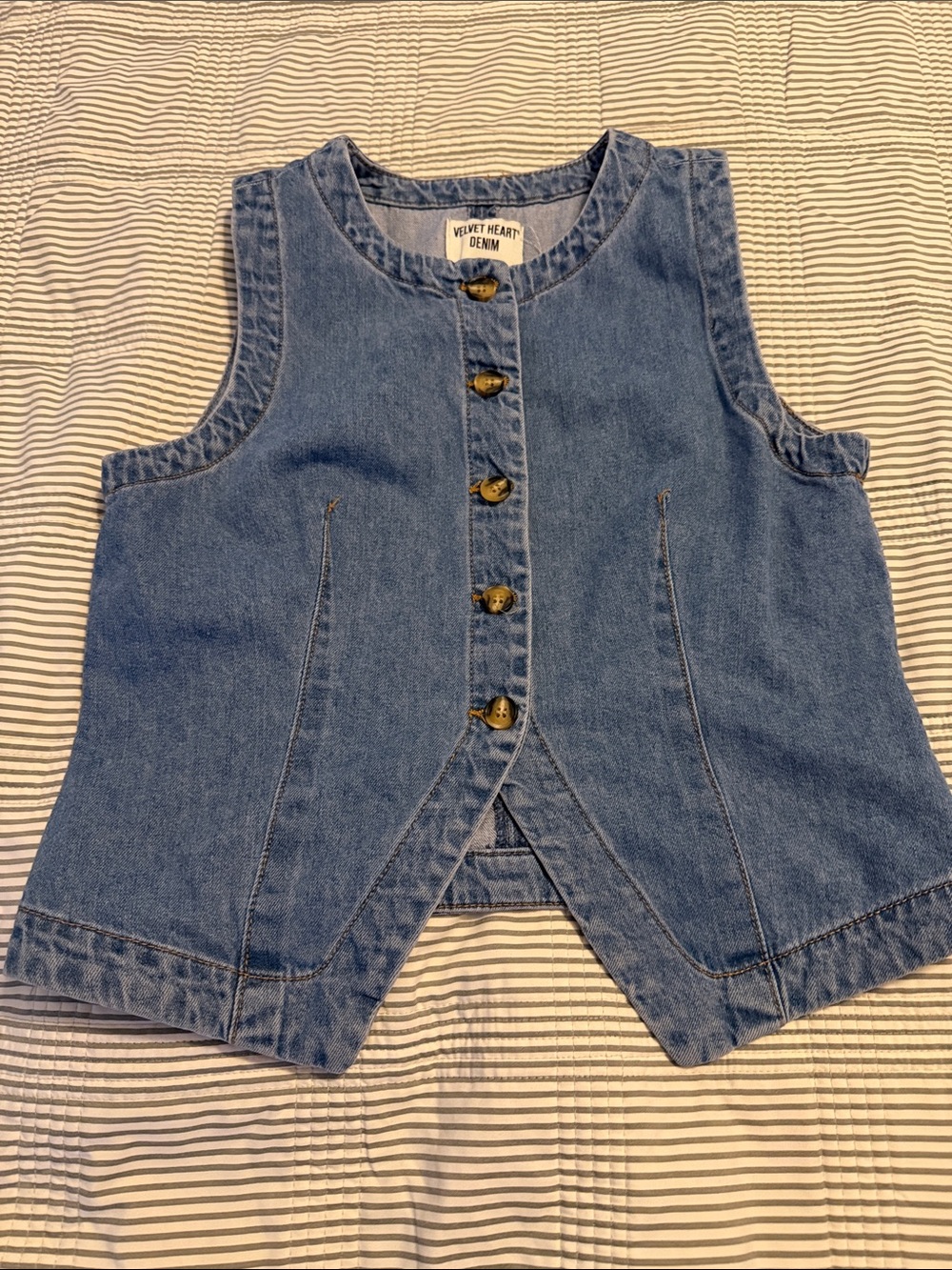 Velvet Heart Blue Denim Button Vest